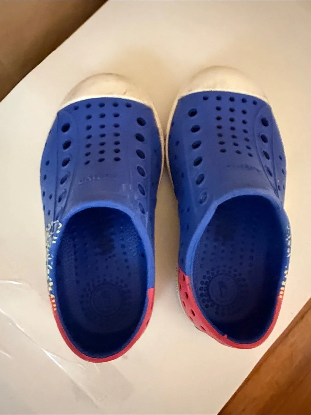 Native Shoes Jefferson Kids Slip-On Water Shoes in Blue with White Toe
